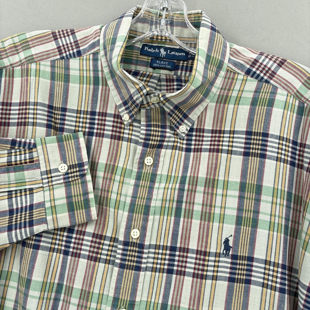 Ralph Lauren Shirt Mens Large Multicolor Madras Plaid Blake India Button Down‎